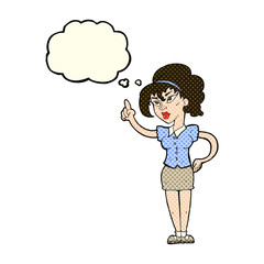 cartoon woman with idea with thought bubble