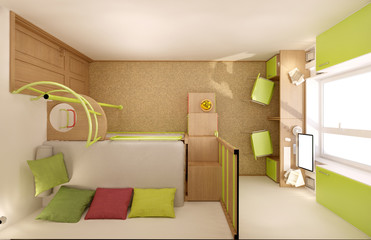 Nursery in green shades