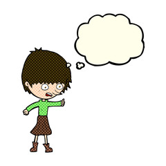 cartoon woman stressing out with thought bubble