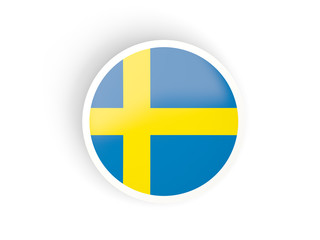 Round sticker with flag of sweden