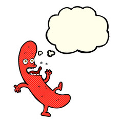 cartoon sausage with thought bubble