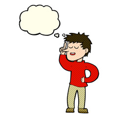 cartoon man with idea with thought bubble