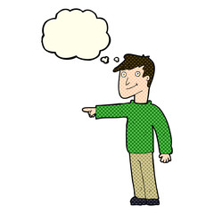 cartoon man pointing with thought bubble