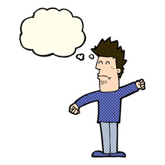 cartoon stressed man with thought bubble
