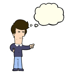 cartoon man pointing with thought bubble