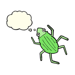 cartoon bug with thought bubble