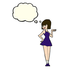 cartoon pretty woman with thought bubble