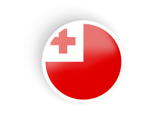 Fototapeta premium Round sticker with flag of tonga