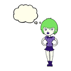 cartoon pretty vampire girl with thought bubble