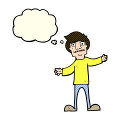 cartoon surprised man with thought bubble