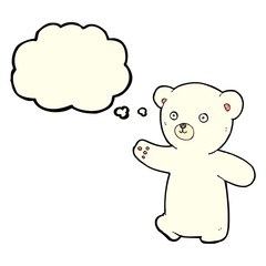 cartoon polar bear cub with thought bubble