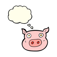 cartoon pig face with thought bubble