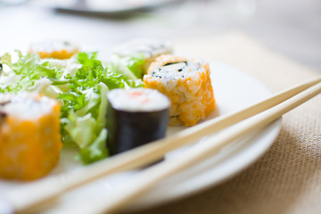 Salmon and caviar rolls
