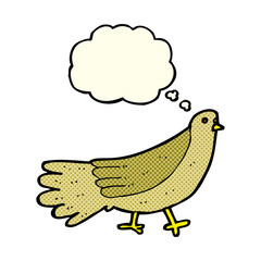 cartoon bird with thought bubble