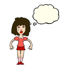 cartoon girl fight with thought bubble