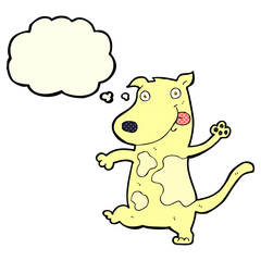 cartoon happy dog with thought bubble