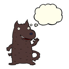 cartoon happy dog with thought bubble