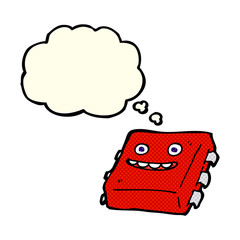 cartoon computer chip with thought bubble