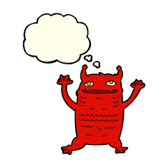 cartoon little monster with thought bubble
