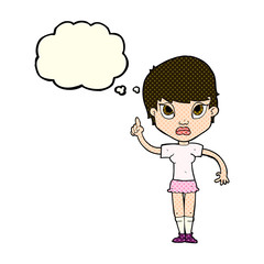 cartoon girl with idea with thought bubble