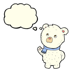 cartoon cute polar bear with thought bubble