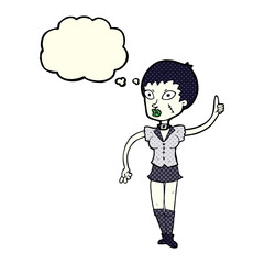 cartoon halloween girl with thought bubble