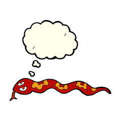 cartoon hissing snake with thought bubble