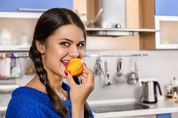 Girl with peach.