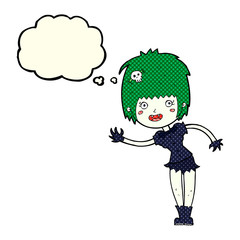 cartoon vampire girl with thought bubble