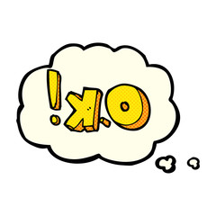 cartoon OK symbol with thought bubble
