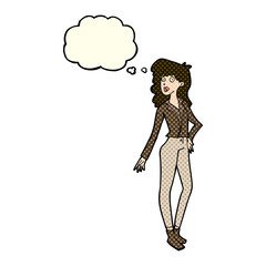 cartoon pretty woman  with thought bubble