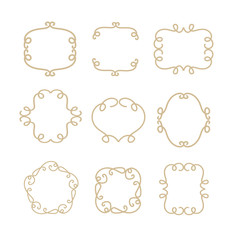 Decorative outline frames. Abstract monogram templates. Vector set.