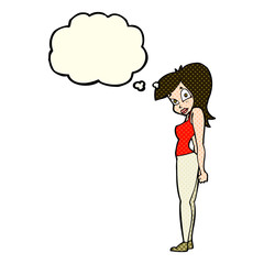 cartoon pretty woman  with thought bubble
