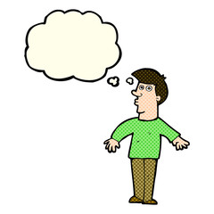 cartoon surprised man with thought bubble