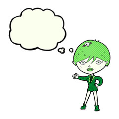 cartoon vampire girl with thought bubble