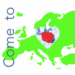 Come to Poland con mappa Europa