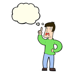 cartoon man with complaint with thought bubble