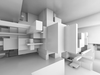 Cubes constructions, high-tech concept, 3d