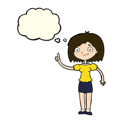 cartoon woman with idea with thought bubble