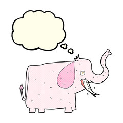 cartoon happy elephant with thought bubble