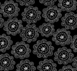 Abstract vector seamless pattern with ornamental flowers. Endless floral texture. You can use any color of background