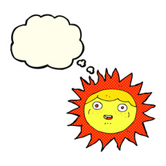 sun cartoon character with thought bubble