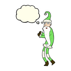 cartoon santa claus with thought bubble