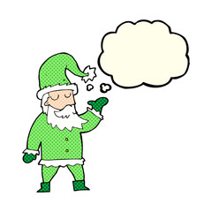 cartoon santa claus with thought bubble