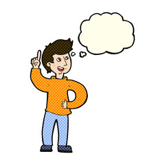 cartoon man with idea with thought bubble