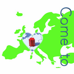 Come to Switzerland con mappa Europa