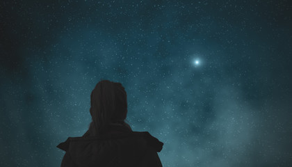 Girl watching the stars. 