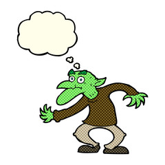 Fototapeta premium cartoon goblin with thought bubble