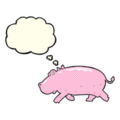 cartoon hippopotamus with thought bubble
