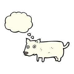 cartoon little dog with thought bubble